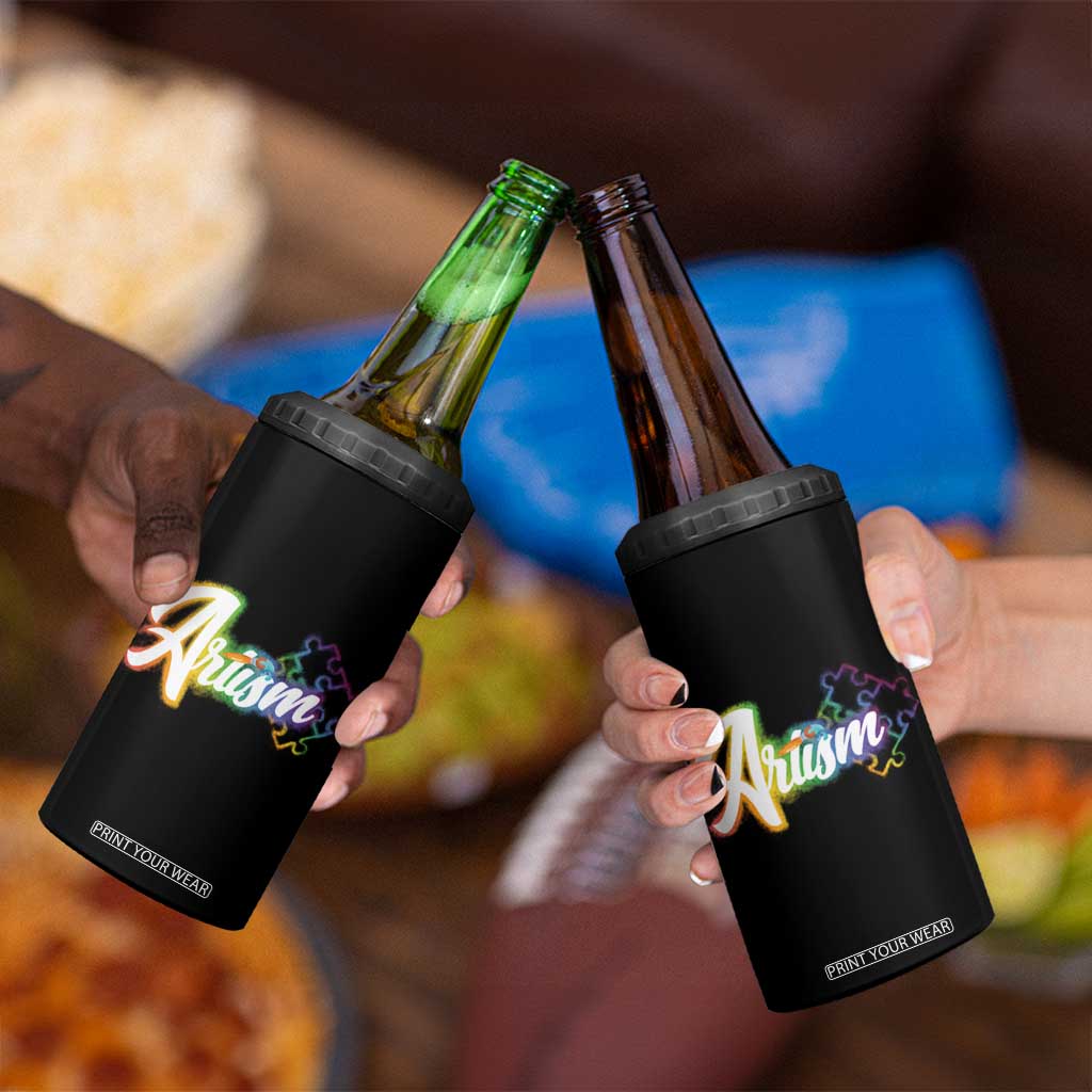 Autism Awareness 4 in 1 Can Cooler Tumbler Artism Artist Autistic Rainbow Puzzle Aesthetic TS09 Print Your Wear