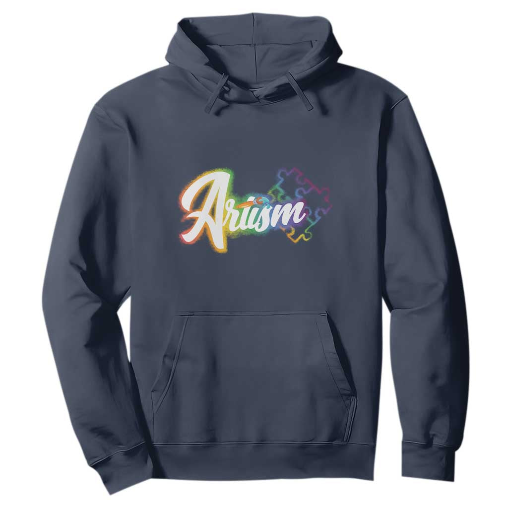 Autism Awareness Hoodie Artism Artist Autistic Rainbow Puzzle Aesthetic TS09 Navy Printyourwear