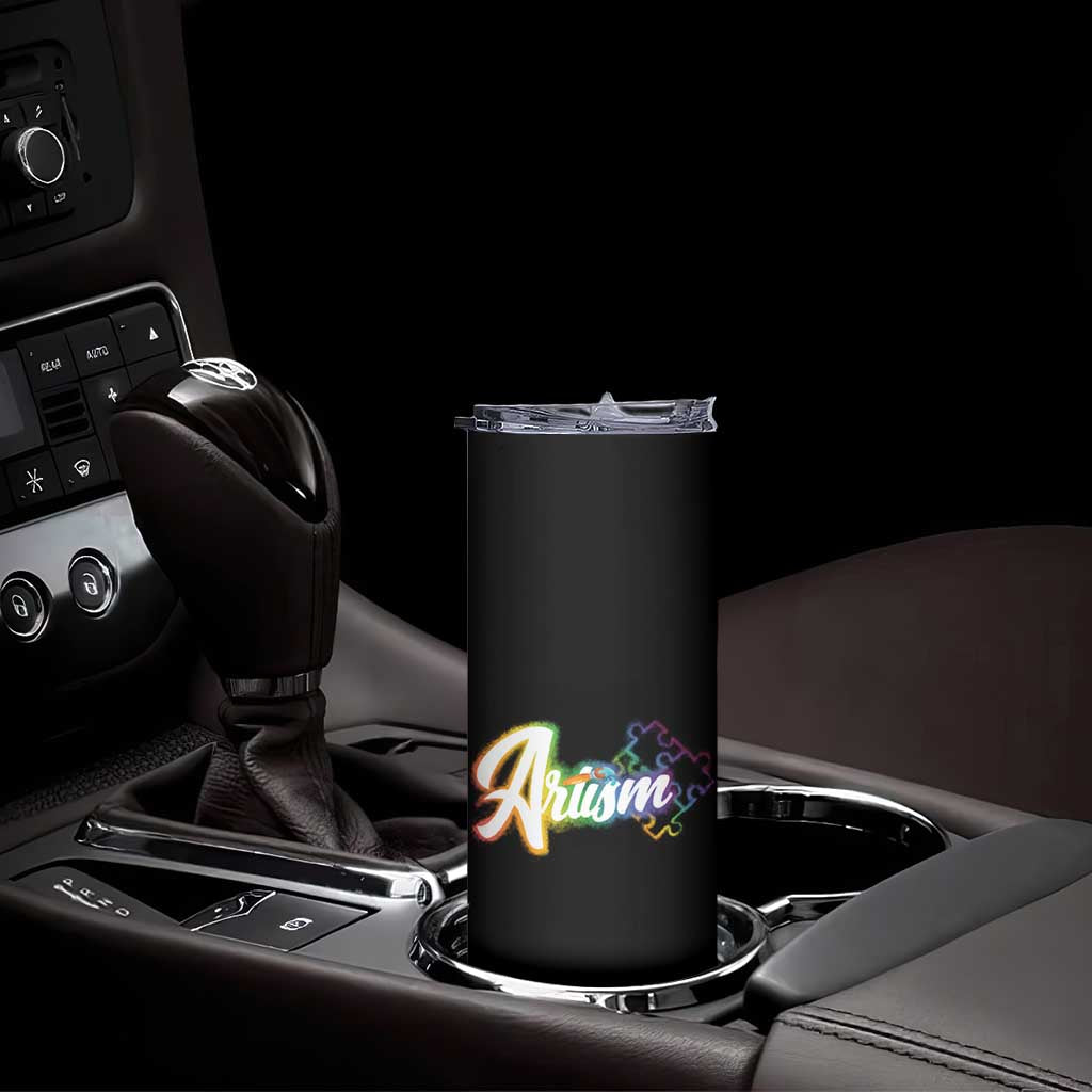 Autism Awareness Skinny Tumbler Artism Artist Autistic Rainbow Puzzle Aesthetic TS09 Print Your Wear
