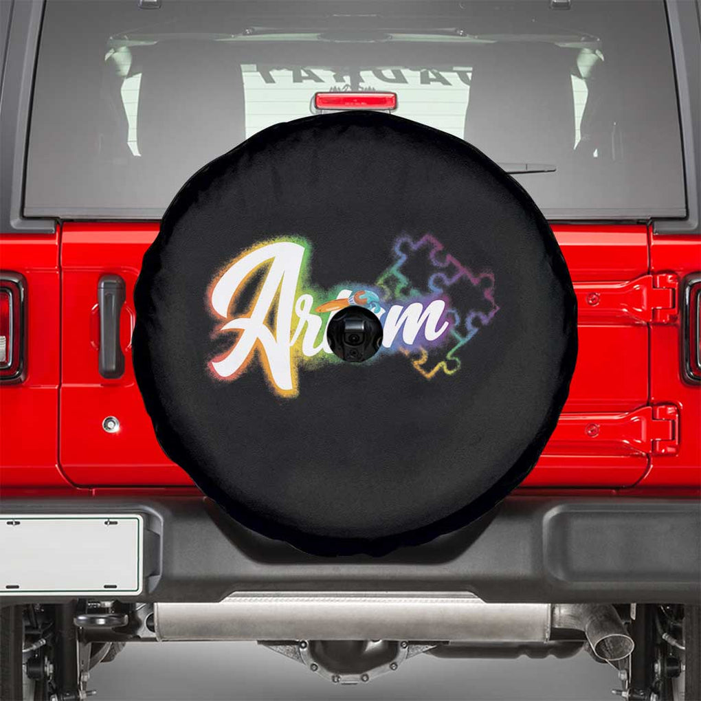 Autism Awareness Spare Tire Cover Artism Artist Autistic Rainbow Puzzle Aesthetic TS09 Black Print Your Wear