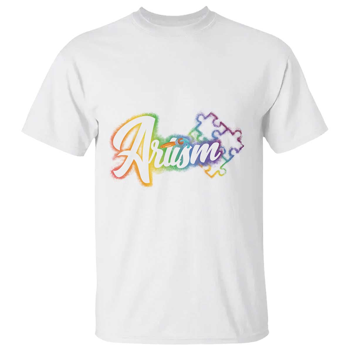 Autism Awareness T Shirt Artism Artist Autistic Rainbow Puzzle Aesthetic TS09 White Printyourwear