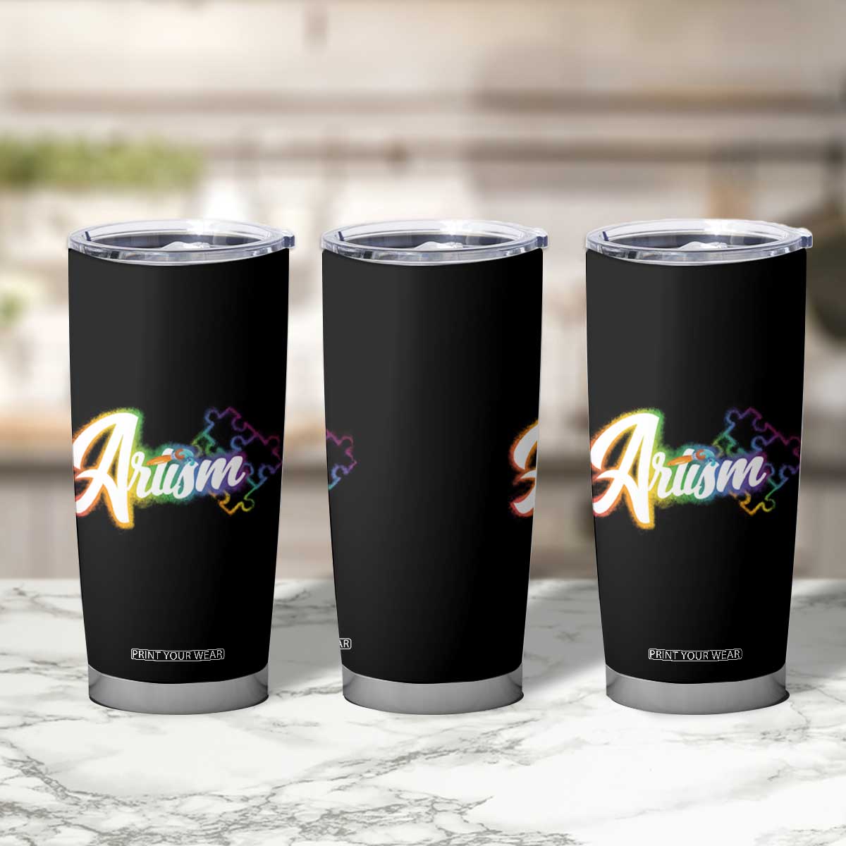 Autism Awareness Tumbler Cup Artism Artist Autistic Rainbow Puzzle Aesthetic TS09 Print Your Wear