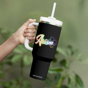 Autism Awareness Tumbler With Handle Artism Artist Autistic Rainbow Puzzle Aesthetic TS09 Print Your Wear