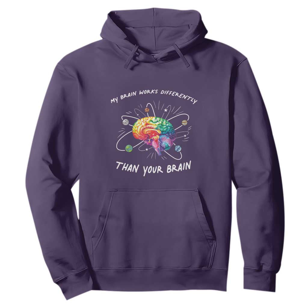 Autism Awareness Hoodie My Brain Works Differently Than Your Brain TS09 Purple Printyourwear