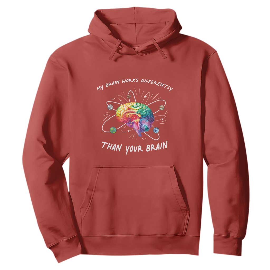 Autism Awareness Hoodie My Brain Works Differently Than Your Brain TS09 Red Printyourwear