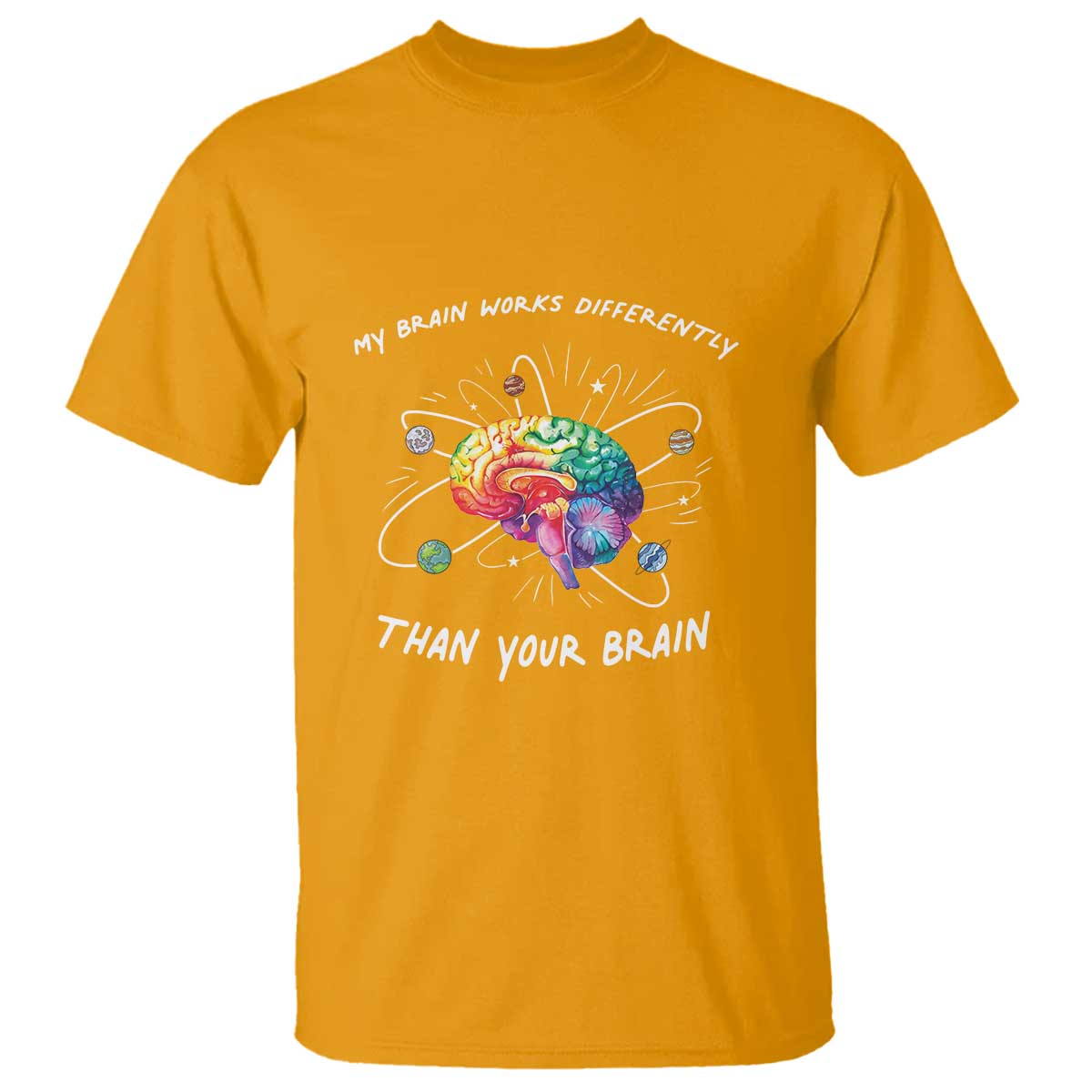 Autism Awareness T Shirt My Brain Works Differently Than Your Brain TS09 Gold Printyourwear