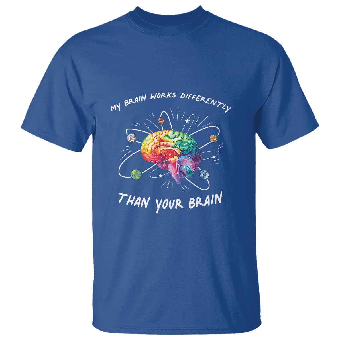 Autism Awareness T Shirt My Brain Works Differently Than Your Brain TS09 Royal Blue Printyourwear