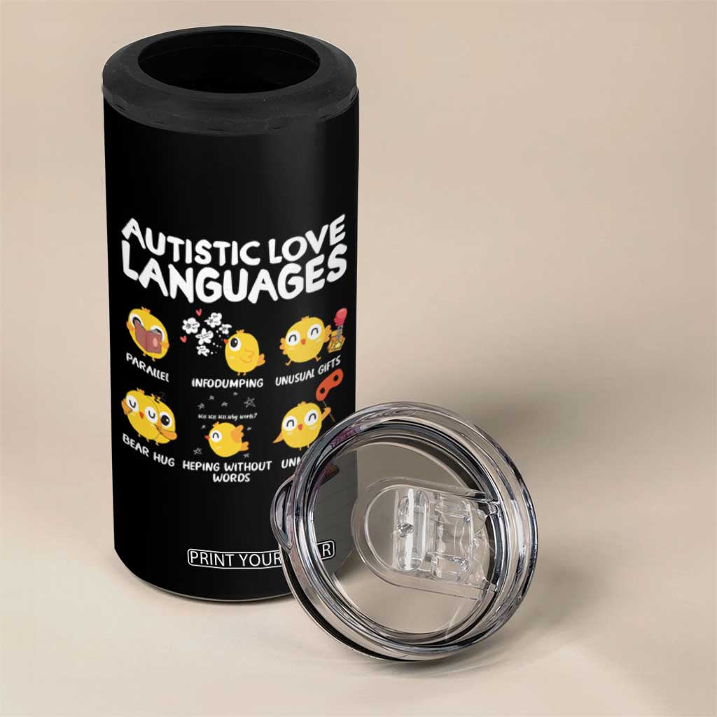 Autism Awareness 4 in 1 Can Cooler Tumbler Autistic Love Languages Cute Chick TS09 Print Your Wear