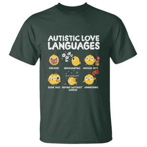 Autism Awareness T Shirt Autistic Love Languages Cute Chick TS09 Dark Forest Green Printyourwear