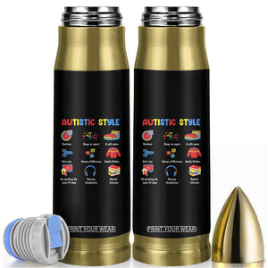 Autism Awareness Bullet Tumbler Autistic Style Routines Song On Repeat Stim Toys Sensory Differences TS09 Black Print Your Wear
