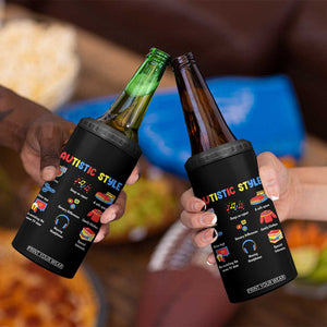 Autism Awareness 4 in 1 Can Cooler Tumbler Autistic Style Routines Song On Repeat Stim Toys Sensory Differences TS09 Print Your Wear
