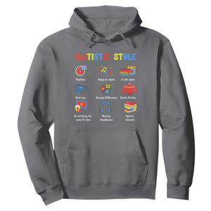 Autism Awareness Hoodie Autistic Style Routines Song On Repeat Stim Toys Sensory Differences TS09 Charcoal Printyourwear