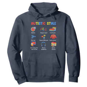 Autism Awareness Hoodie Autistic Style Routines Song On Repeat Stim Toys Sensory Differences TS09 Navy Printyourwear