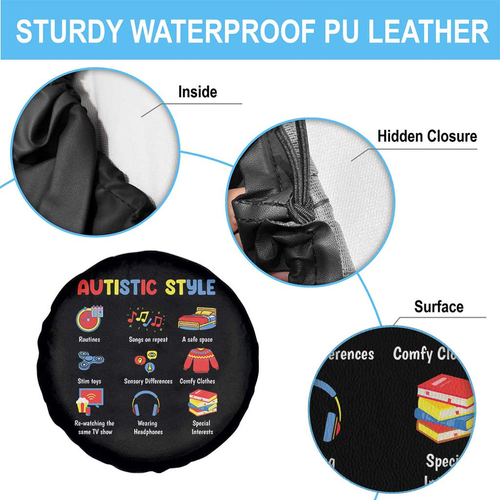 Autism Awareness Spare Tire Cover Autistic Style Routines Song On Repeat Stim Toys Sensory Differences TS09 Print Your Wear