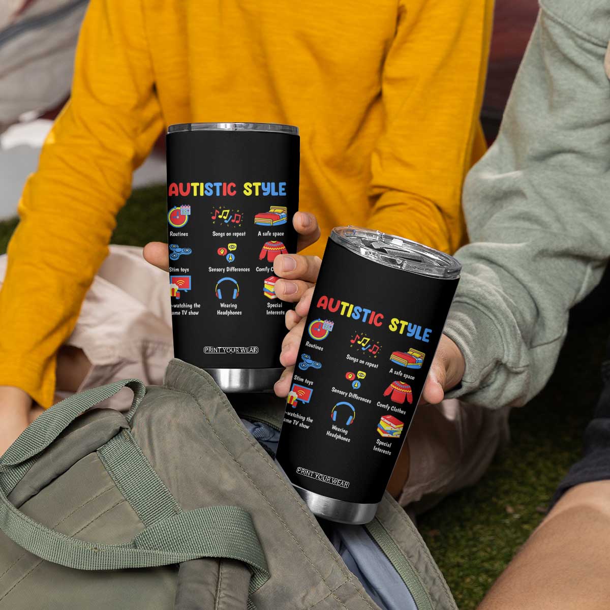 Autism Awareness Tumbler Cup Autistic Style Routines Song On Repeat Stim Toys Sensory Differences TS09 Print Your Wear