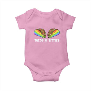 Tacos Lover LGBT Pride Baby Onesie Tacos N' Titties Gay Rainbow Proud TS09 Light Pink Print Your Wear