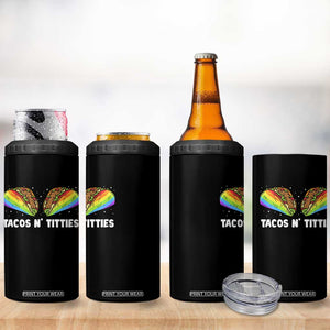 Tacos Lover LGBT Pride 4 in 1 Can Cooler Tumbler Tacos N' Titties Gay Rainbow Proud TS09 Print Your Wear