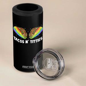 Tacos Lover LGBT Pride 4 in 1 Can Cooler Tumbler Tacos N' Titties Gay Rainbow Proud TS09 Print Your Wear