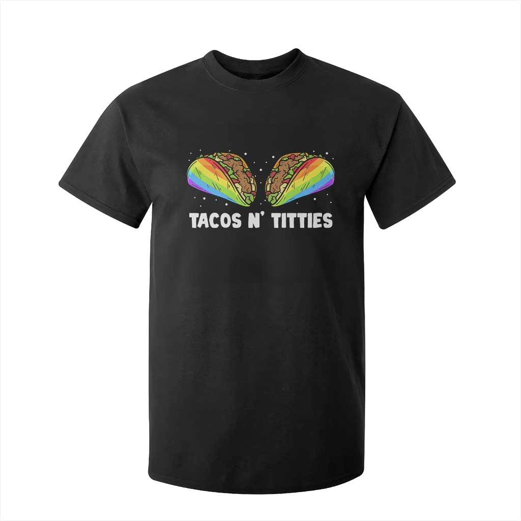 Tacos Lover LGBT Pride T Shirt For Kid Tacos N' Titties Gay Rainbow Proud TS09 Black Print Your Wear
