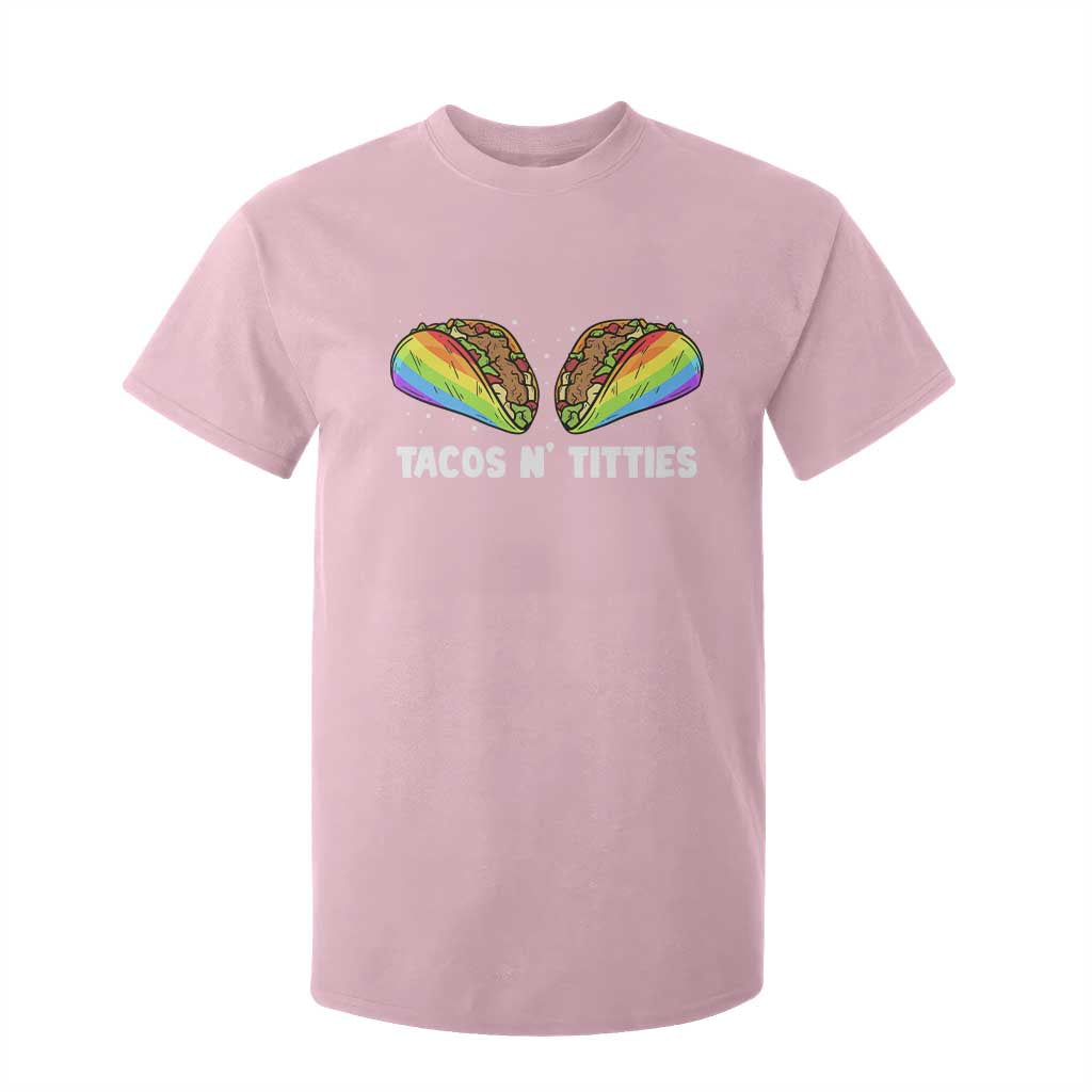 Tacos Lover LGBT Pride T Shirt For Kid Tacos N' Titties Gay Rainbow Proud TS09 Light Pink Print Your Wear
