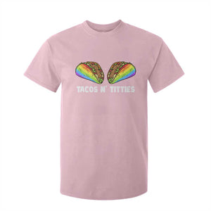 Tacos Lover LGBT Pride T Shirt For Kid Tacos N' Titties Gay Rainbow Proud TS09 Light Pink Print Your Wear