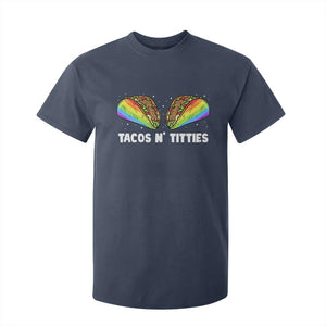 Tacos Lover LGBT Pride T Shirt For Kid Tacos N' Titties Gay Rainbow Proud TS09 Navy Print Your Wear