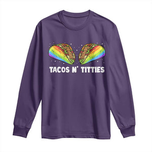Tacos Lover LGBT Pride Long Sleeve Shirt Tacos N' Titties Gay Rainbow Proud TS09 Purple Print Your Wear