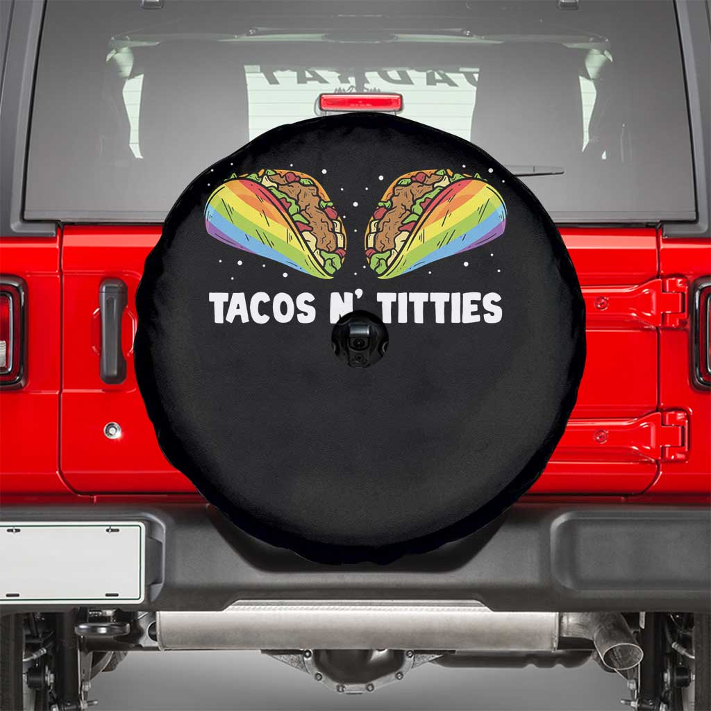 Tacos Lover LGBT Pride Spare Tire Cover Tacos N' Titties Gay Rainbow Proud TS09 Black Print Your Wear