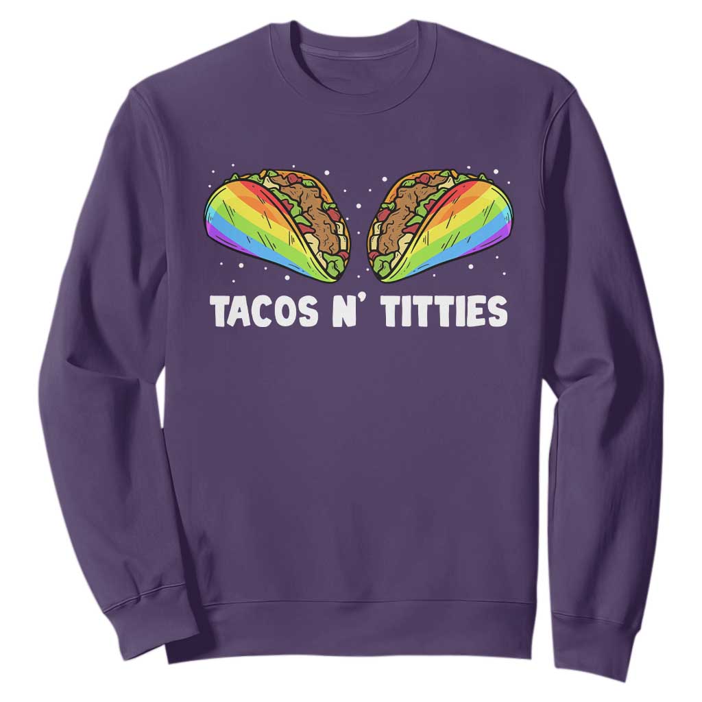 Tacos Lover LGBT Pride Sweatshirt Tacos N' Titties Gay Rainbow Proud TS09 Purple Print Your Wear