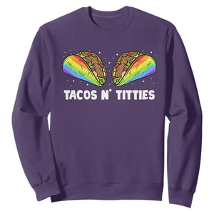 Tacos Lover LGBT Pride Sweatshirt Tacos N' Titties Gay Rainbow Proud TS09 Purple Print Your Wear