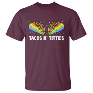 Tacos Lover LGBT Pride T Shirt Tacos N' Titties Gay Rainbow Proud TS09 Maroon Print Your Wear