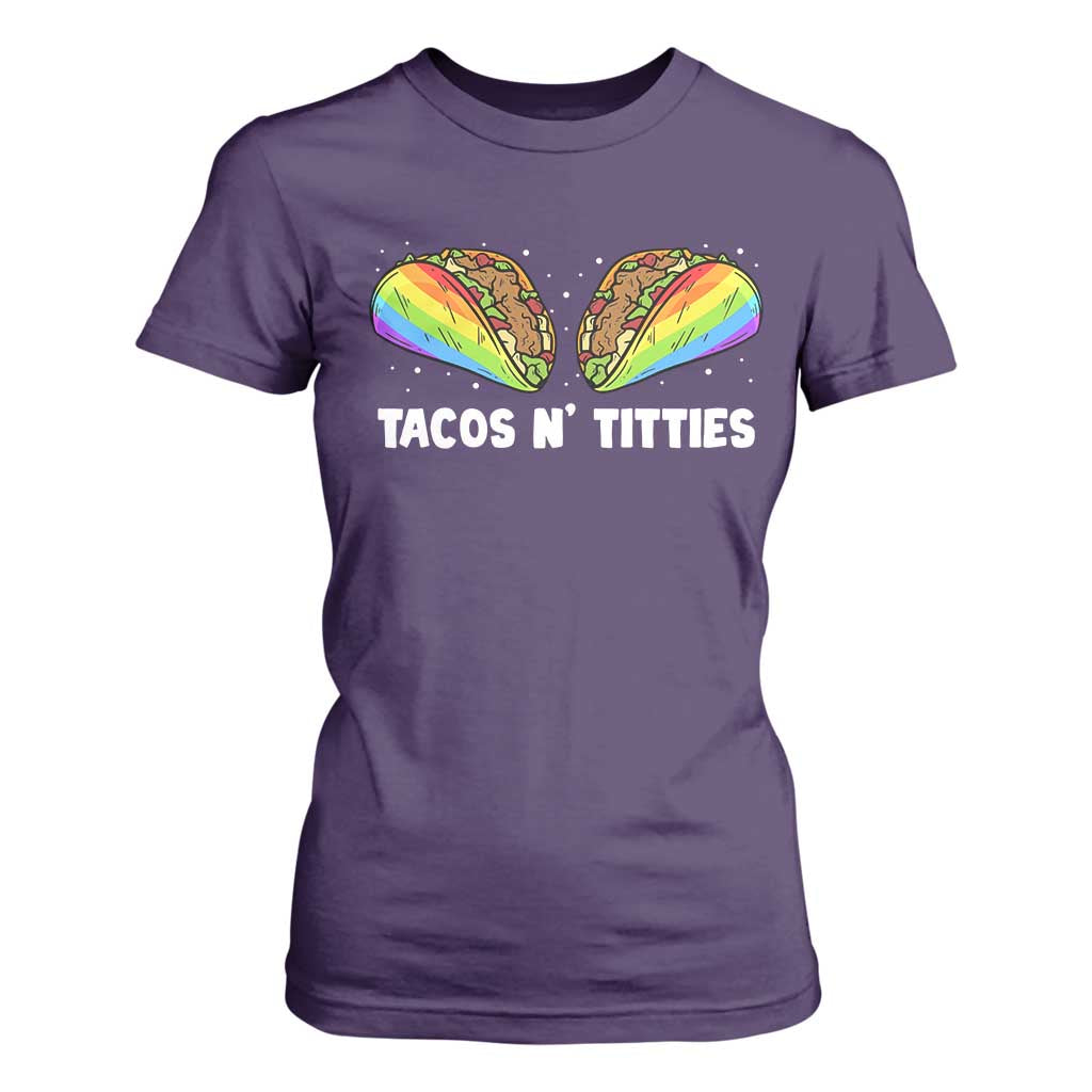 Tacos Lover LGBT Pride T Shirt For Women Tacos N' Titties Gay Rainbow Proud TS09 Purple Print Your Wear