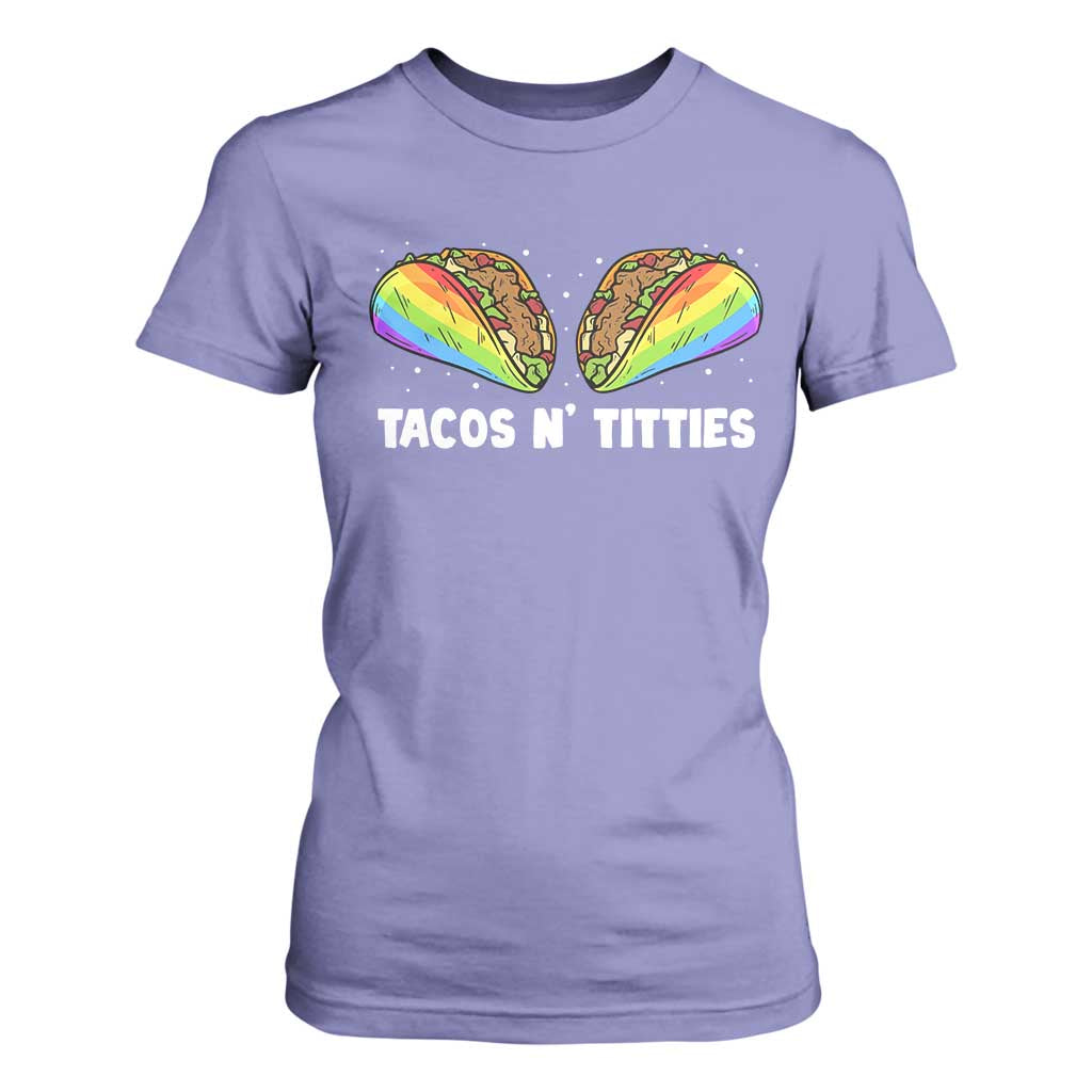 Tacos Lover LGBT Pride T Shirt For Women Tacos N' Titties Gay Rainbow Proud TS09 Violet Print Your Wear