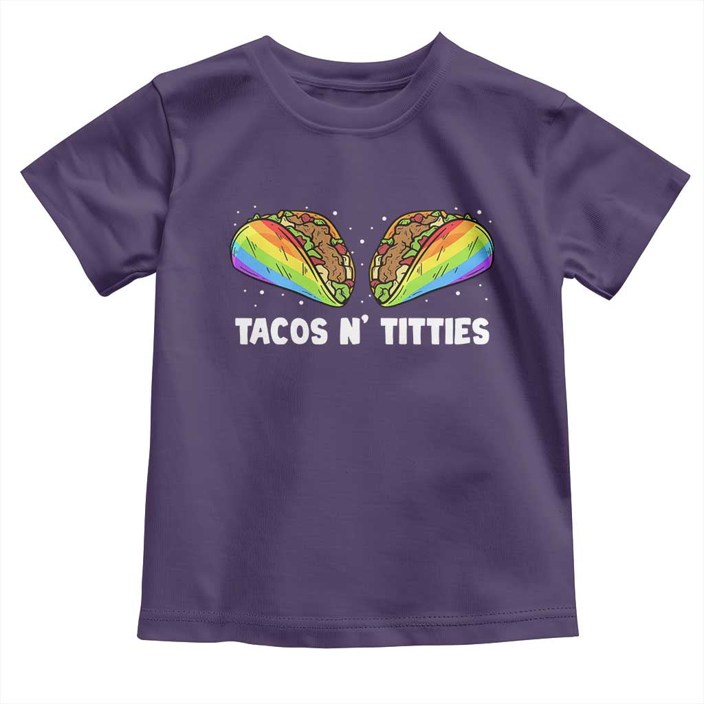 Tacos Lover LGBT Pride Toddler T Shirt Tacos N' Titties Gay Rainbow Proud TS09 Purple Print Your Wear