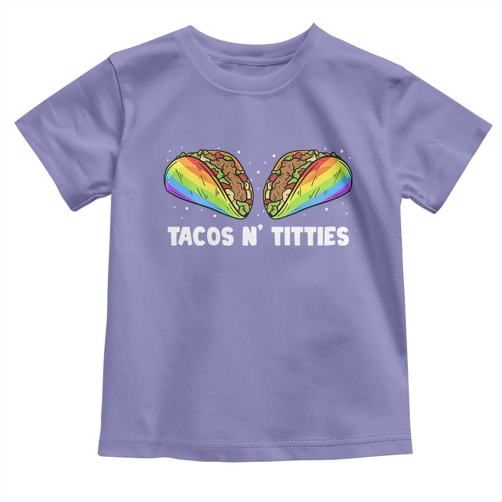 Tacos Lover LGBT Pride Toddler T Shirt Tacos N' Titties Gay Rainbow Proud TS09 Violet Print Your Wear