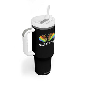 Tacos Lover LGBT Pride Tumbler With Handle Tacos N' Titties Gay Rainbow Proud TS09 Print Your Wear
