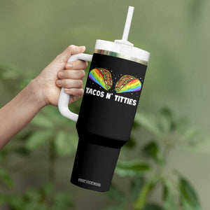 Tacos Lover LGBT Pride Tumbler With Handle Tacos N' Titties Gay Rainbow Proud TS09 Print Your Wear