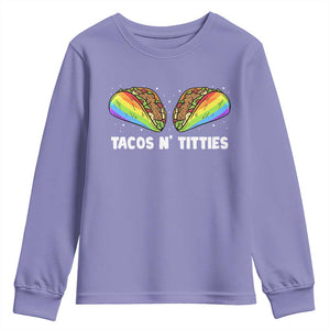 Tacos Lover LGBT Pride Youth Sweatshirt Tacos N' Titties Gay Rainbow Proud TS09 Violet Print Your Wear