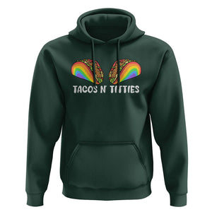 Taco Lover LGBT Pride Hoodie Tacos N' Titties Gay Rainbow Proud Gay TS09 Dark Forest Green Print Your Wear