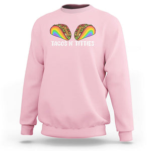 Taco Lover LGBT Pride Sweatshirt Tacos N' Titties Gay Rainbow Proud Gay TS09 Light Pink Print Your Wear