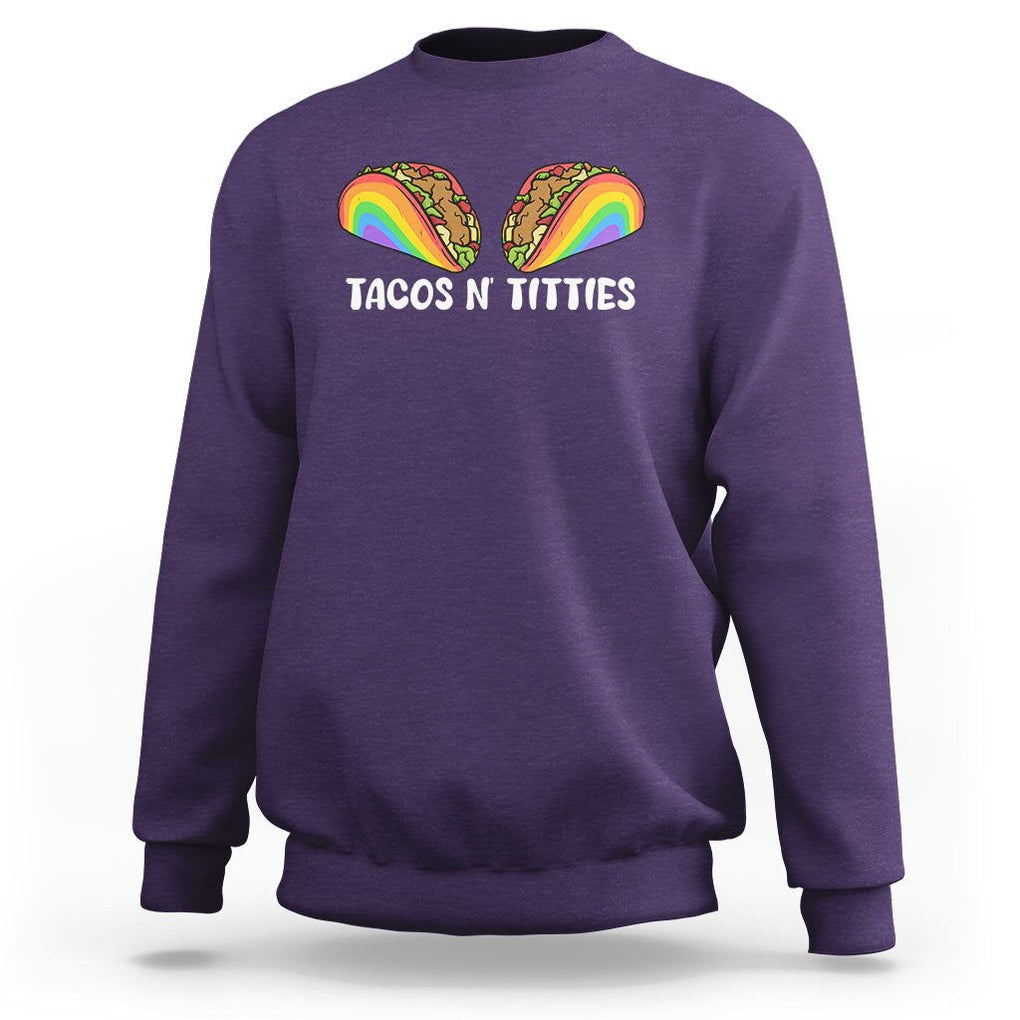 Taco Lover LGBT Pride Sweatshirt Tacos N' Titties Gay Rainbow Proud Gay TS09 Purple Print Your Wear