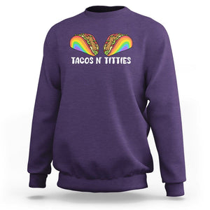 Taco Lover LGBT Pride Sweatshirt Tacos N' Titties Gay Rainbow Proud Gay TS09 Purple Print Your Wear