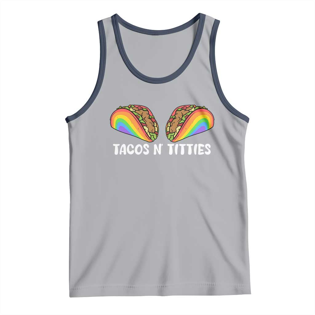 Tacos Lover LGBT Pride Tank Top Tacos N' Titties Gay Rainbow Proud Gay TS09 Athletic Heather Navy Print Your Wear