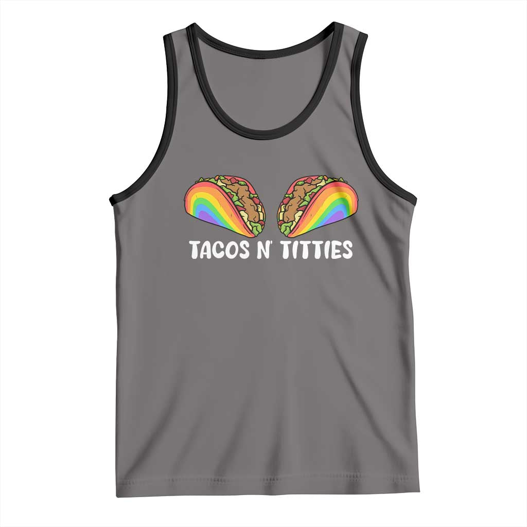 Tacos Lover LGBT Pride Tank Top Tacos N' Titties Gay Rainbow Proud Gay TS09 Deep Heather Black Print Your Wear