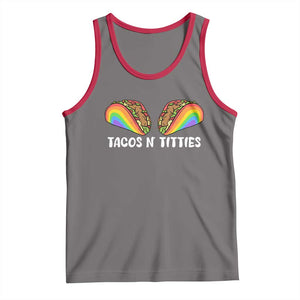 Tacos Lover LGBT Pride Tank Top Tacos N' Titties Gay Rainbow Proud Gay TS09 Deep Heather Red Print Your Wear