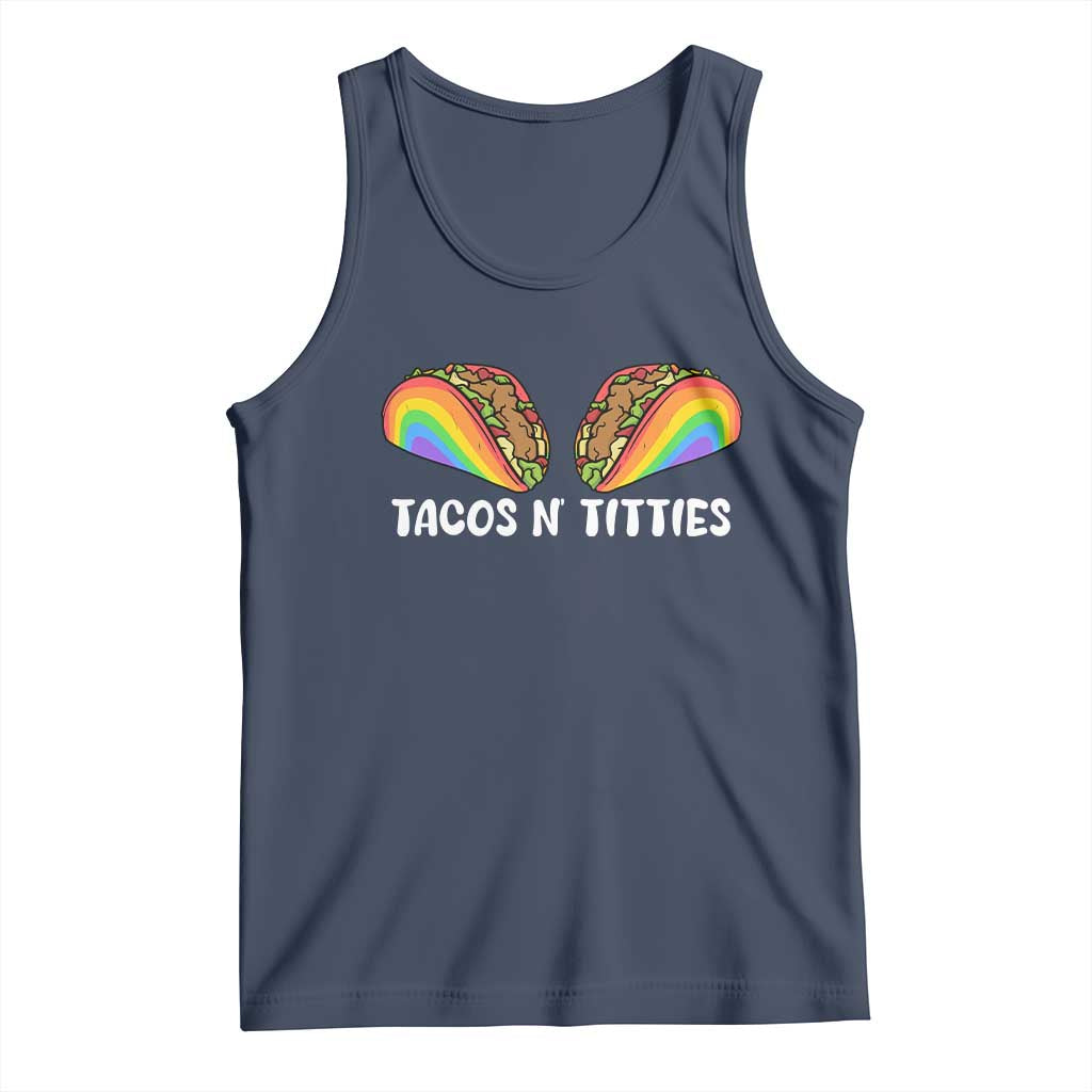Tacos Lover LGBT Pride Tank Top Tacos N' Titties Gay Rainbow Proud Gay TS09 Navy Print Your Wear
