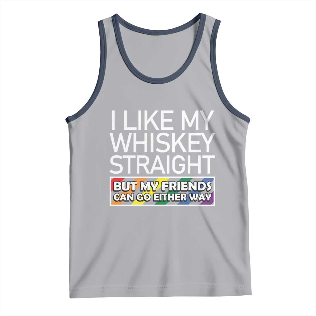 LGBTQ Ally Tank Top I Like My Whiskey Straight But My Friends Can Go Either Way LGBT Pride TS09 Athletic Heather Navy Print Your Wear