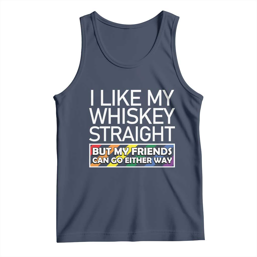 LGBTQ Ally Tank Top I Like My Whiskey Straight But My Friends Can Go Either Way LGBT Pride TS09 Navy Print Your Wear