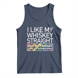 LGBTQ Ally Tank Top I Like My Whiskey Straight But My Friends Can Go Either Way LGBT Pride TS09 Navy Print Your Wear