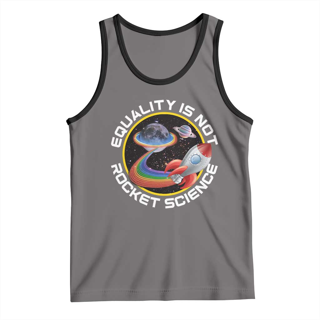 LGBT Pride Tank Top Equality Not Rocket Science Rainbow Planet Outer Space TS09 Deep Heather Black Print Your Wear